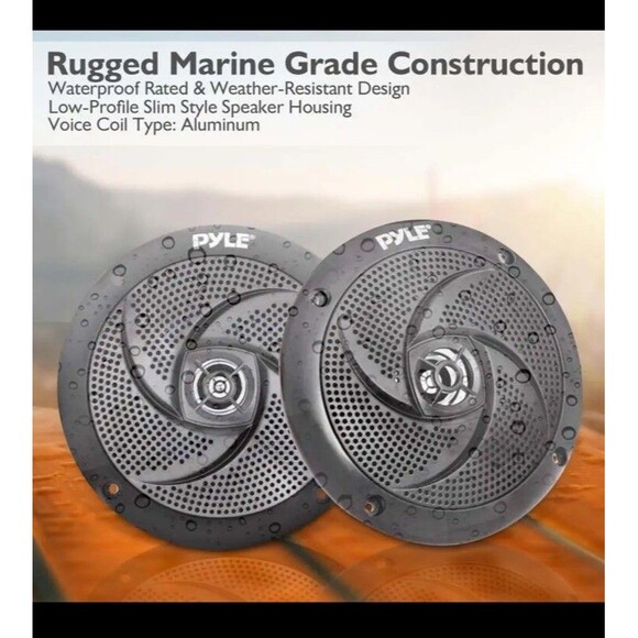 Pyle PLMRS63BL Rated Marine Speakers~6.5” - Picture 2 of 7